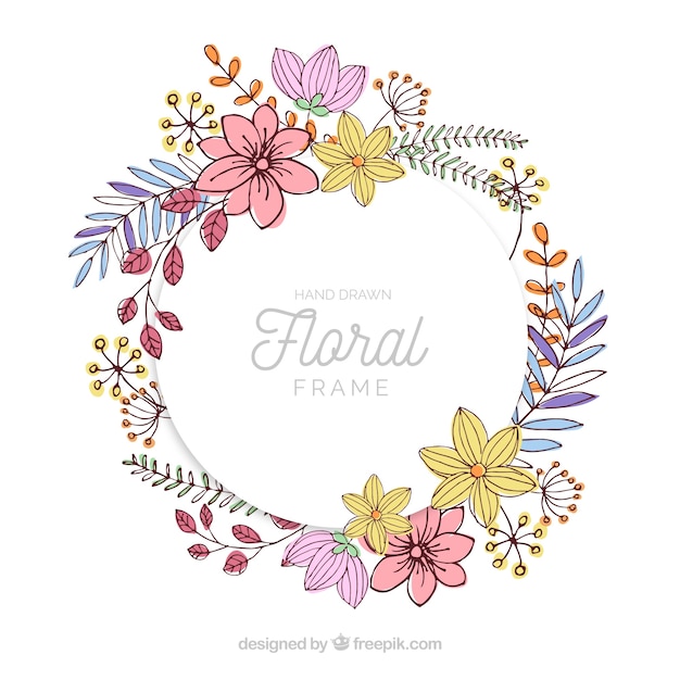 Hand getekend floral frame met mooie stijl