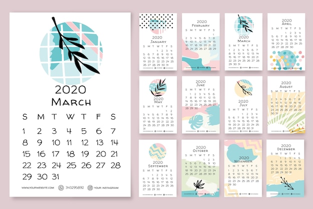 wallpapers Kalender 18 Februari 2021 Aesthetic Pinterest hand getekend floral kalender 2020