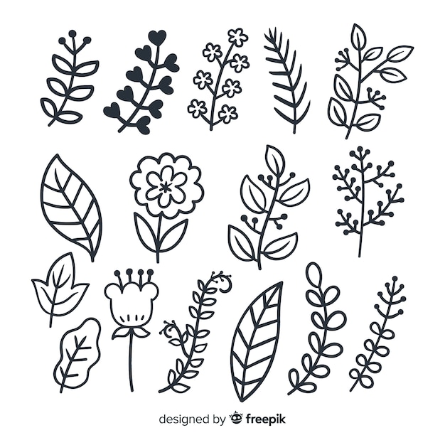 Gratis vector hand getekend floral sieraad set