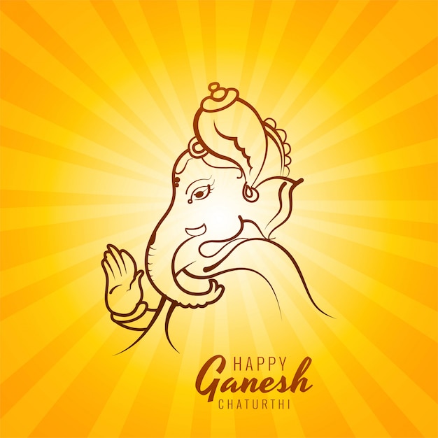 Hand getekend ganesh chaturthi kaart ontwerp