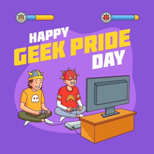 Hand getekend geek pride-dag illustratie