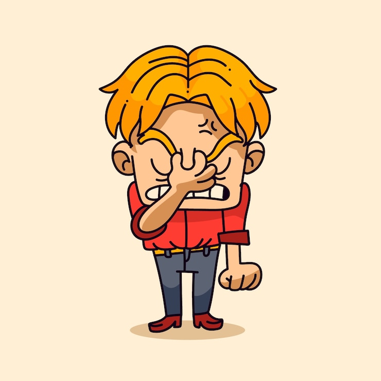 Gratis Vector hand getekend gefrustreerd cartoon afbeelding