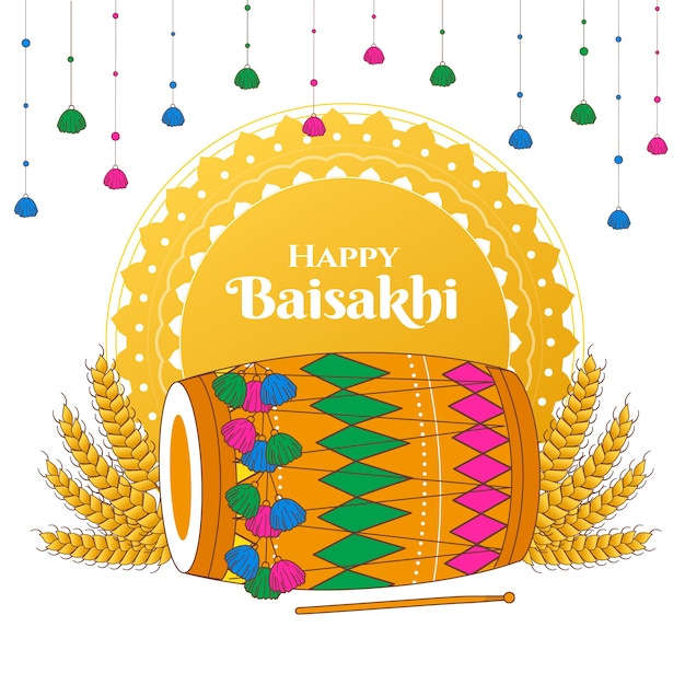 Gratis vector hand getekend gelukkig baisakhi