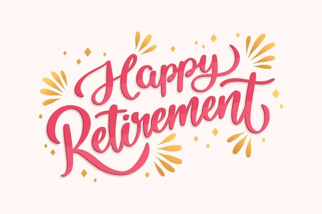 Gratis Vector hand getekend gelukkig pensioen belettering