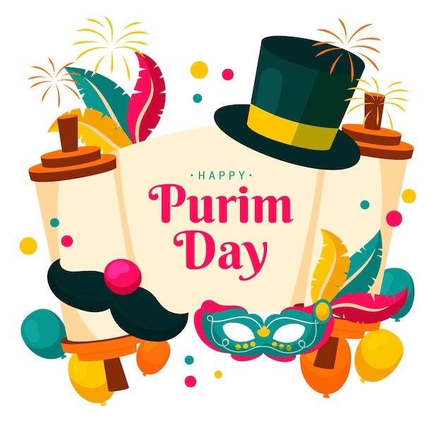 Gratis vector hand getekend gelukkige purim dag