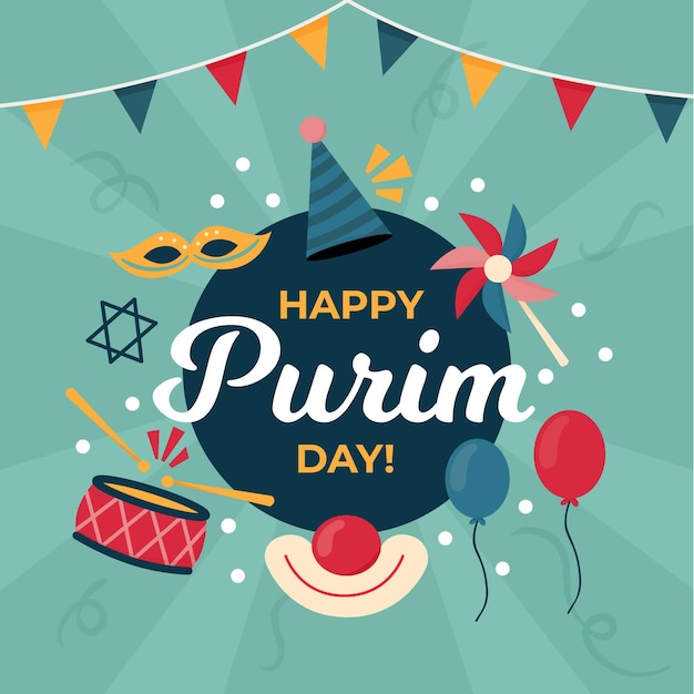 Gratis vector hand getekend gelukkige purim dag