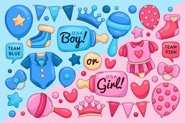 Gratis vector hand getekend gender reveal concept