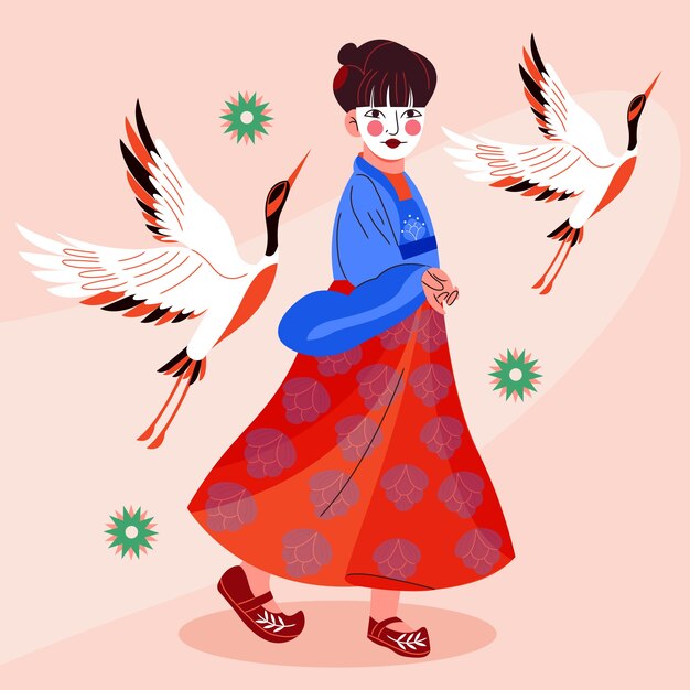 Gratis vector hand getekend geschilderde geisha illustratie