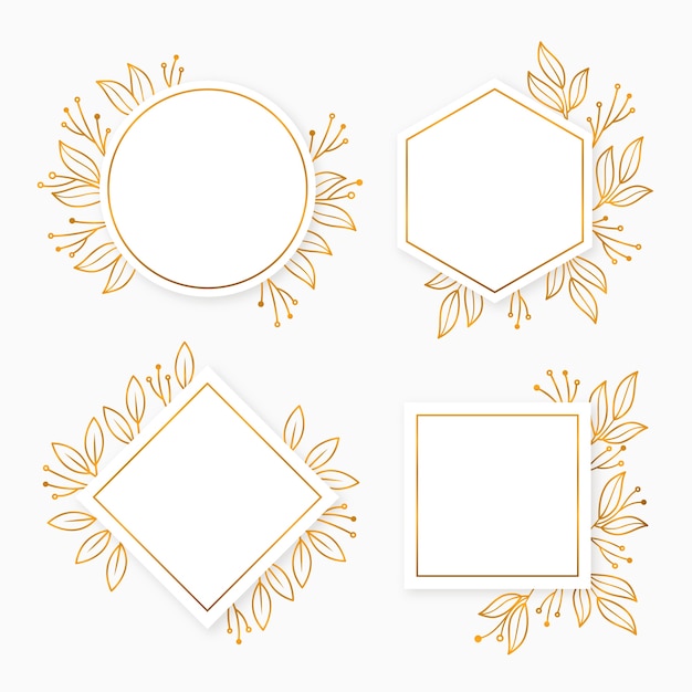 Gratis vector hand getekend gouden bladeren frame