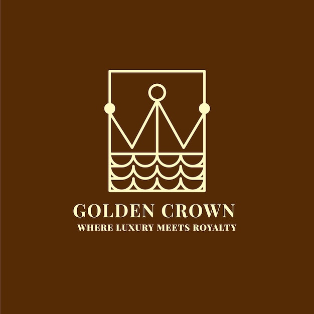 Hand getekend gouden kroon logo sjabloon