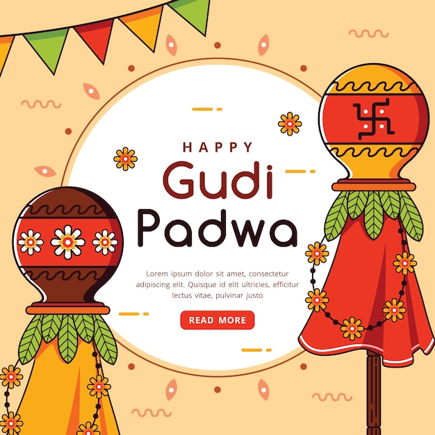 Gratis vector hand getekend gudi padwa viering