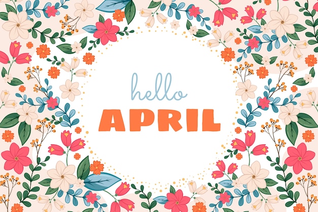 Gratis vector hand getekend hallo april banner en achtergrond