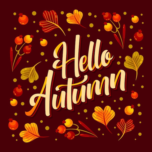 Hand getekend hallo herfst belettering