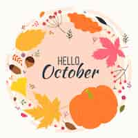 Gratis vector hand getekend hallo oktober achtergrond voor herfstviering