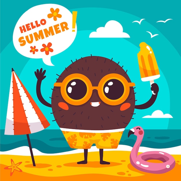 Gratis vector hand getekend hallo zomer illustratie