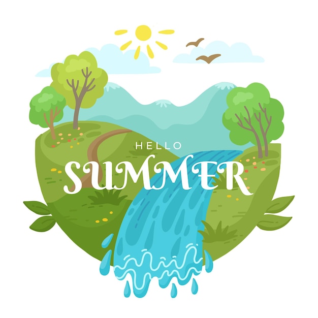 Gratis vector hand getekend hallo zomer illustratie