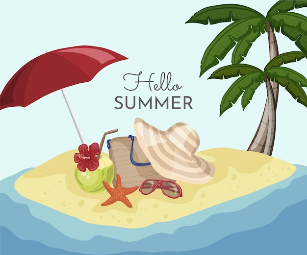 Gratis vector hand getekend hallo zomer illustratie