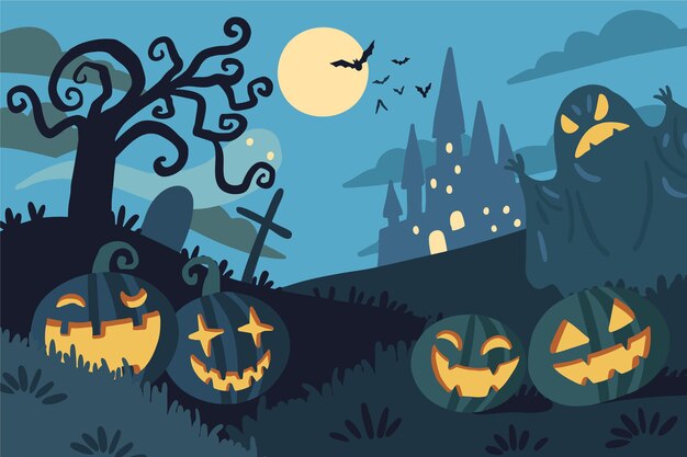 Gratis vector hand getekend halloween achtergrond