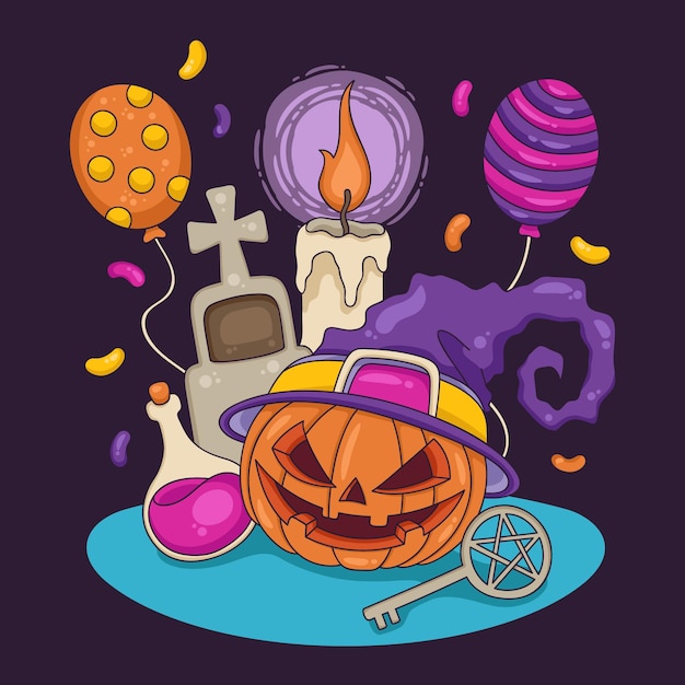 Gratis vector hand getekend halloween achtergrond