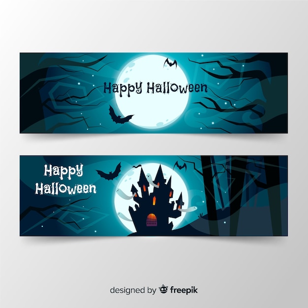 Hand getekend halloween banners pack