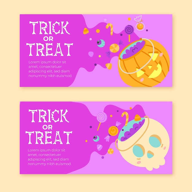 Gratis vector hand getekend halloween banners