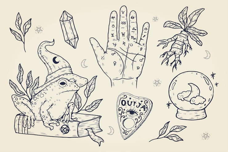 Gratis Vector hand getekend halloween element collectie