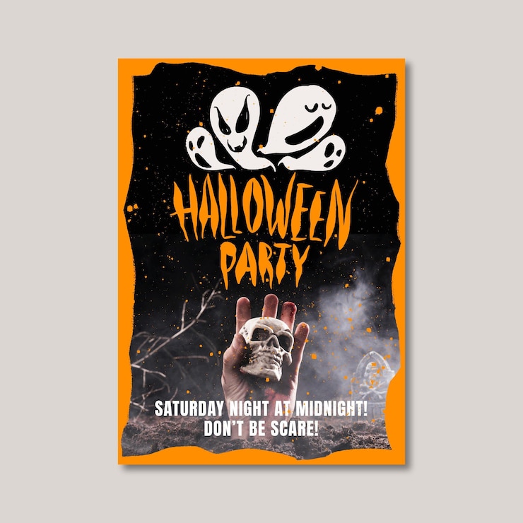 Gratis Vector hand getekend halloween-feest verticale postersjabloon