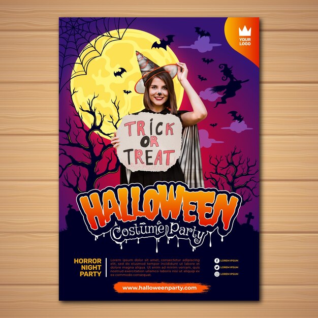 Hand getekend halloween-feest verticale postersjabloon