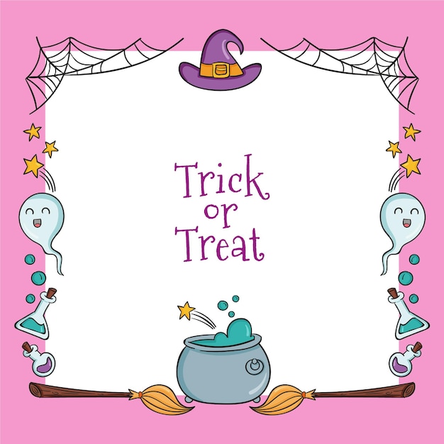 Gratis vector hand getekend halloween frame