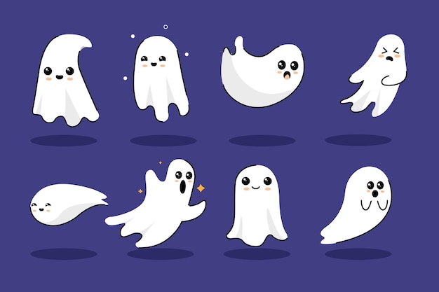 Hand getekend halloween geest collectie