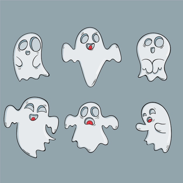 Hand getekend halloween ghost pack