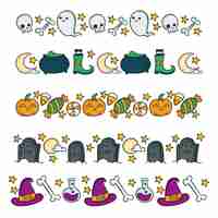 Gratis vector hand getekend halloween grens collectie