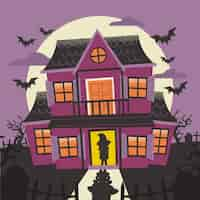 Gratis vector hand getekend halloween huis