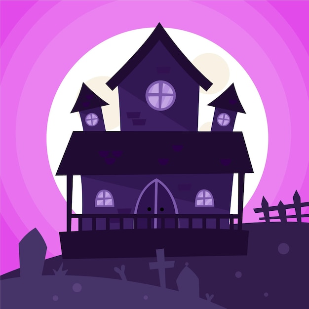 Gratis vector hand getekend halloween huis