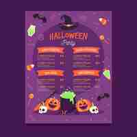 Gratis vector hand getekend halloween menusjabloon