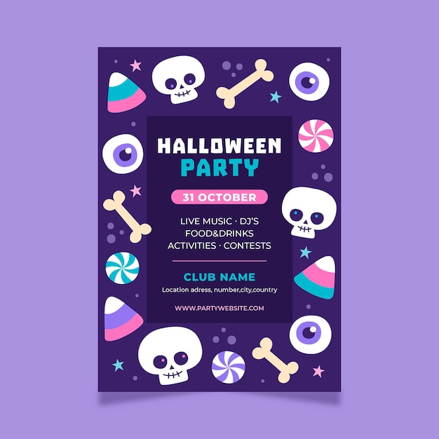 Gratis vector hand getekend halloween partij poster sjabloon