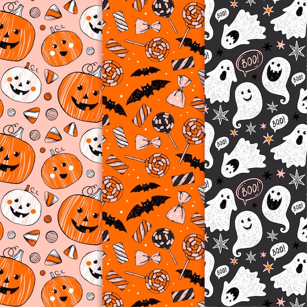 Gratis vector hand getekend halloween patroon