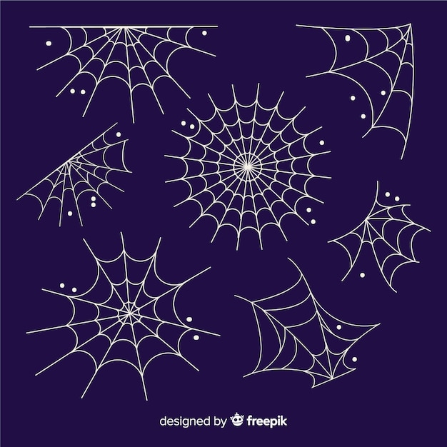 Hand getekend halloween spinnenweb collectie