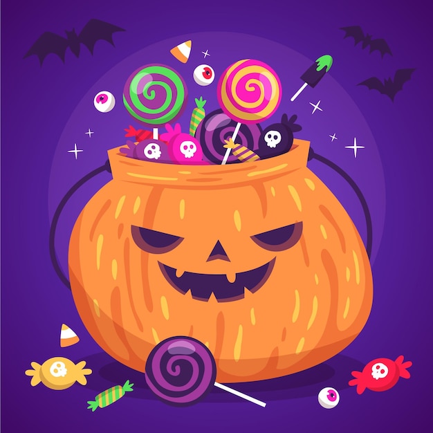 Gratis vector hand getekend halloween tas