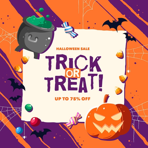 Gratis vector hand getekend halloween verkoop concept