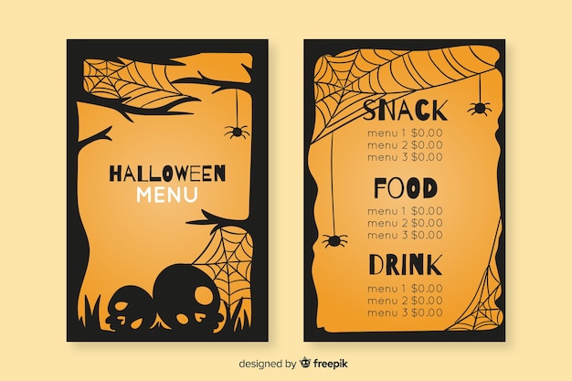 Gratis vector hand getekend halloween vintage menusjabloon