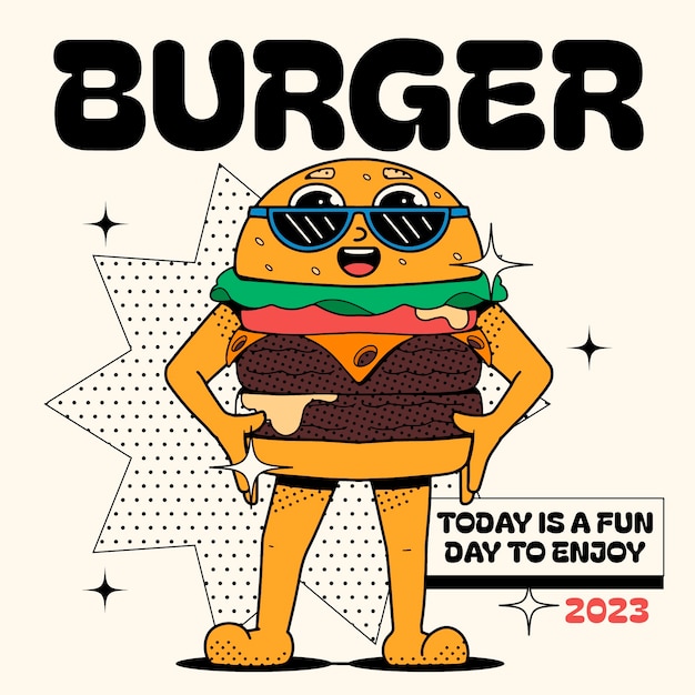 Gratis vector hand getekend hamburger cartoon afbeelding