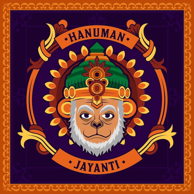 Hand getekend hanuman jayanti illustratie