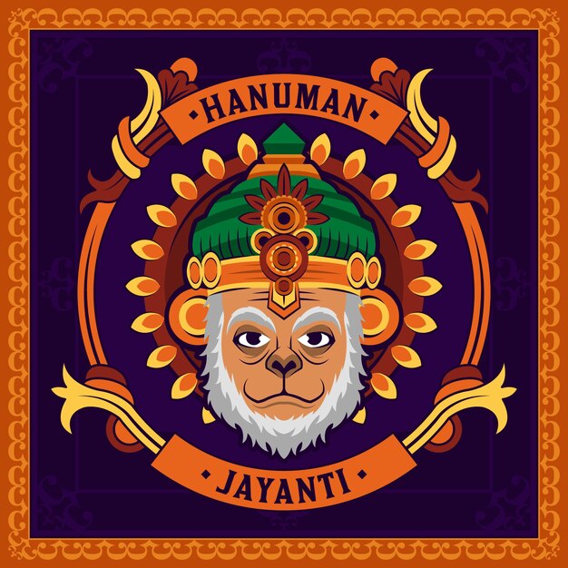 Hand getekend hanuman jayanti illustratie