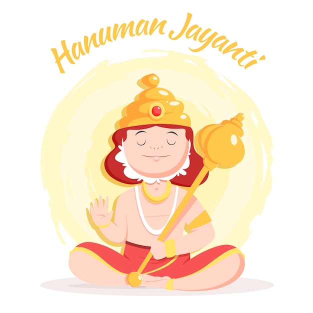 Hand getekend hanuman jayanti illustratie