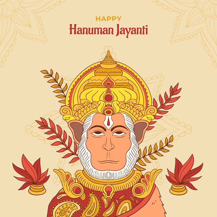 Gratis Vector hand getekend hanuman jayanti illustratie