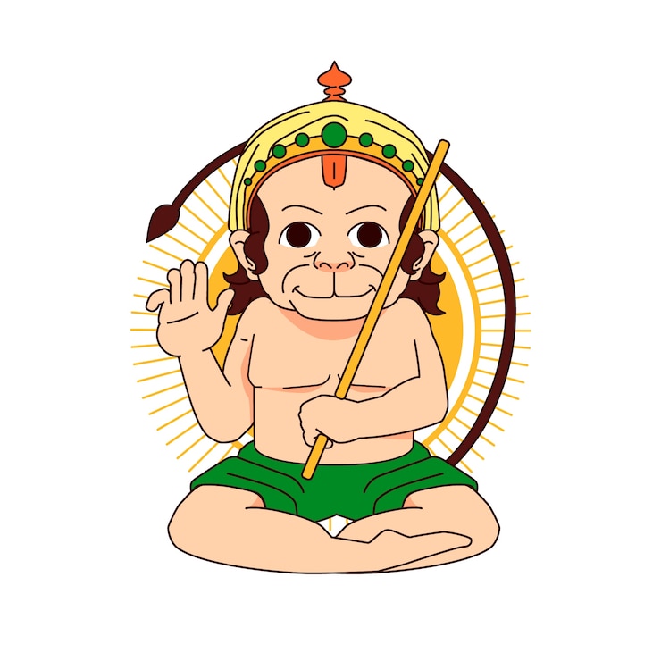 Gratis Vector hand getekend hanuman jayanti illustratie