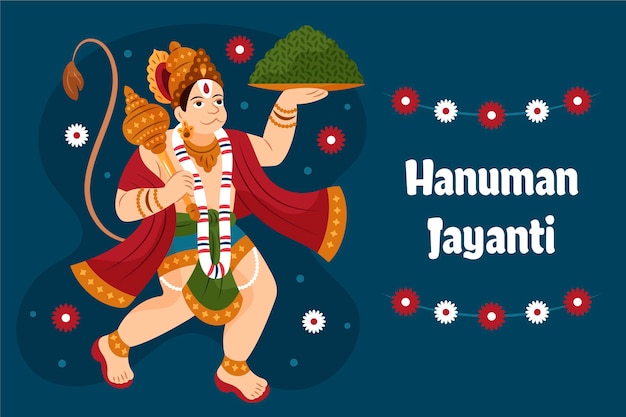 Hand getekend hanuman jayanti illustratie