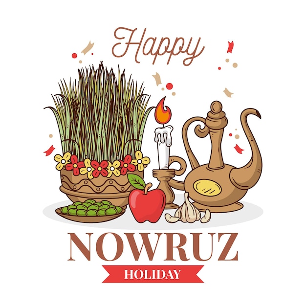 Hand getekend happy nowruz items