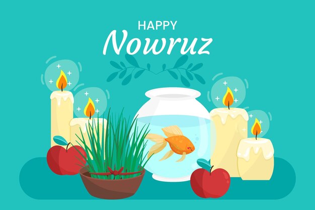 Hand getekend happy nowruz kaarsen